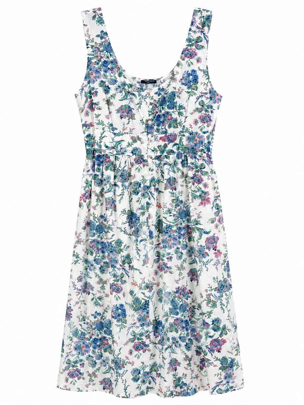 J. Crew 100% Cotton White Floral Sundress with Blue & Pink Blooms size 18